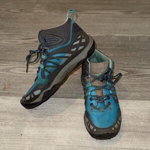 Blue and Gray Merrell Hiking Shoes